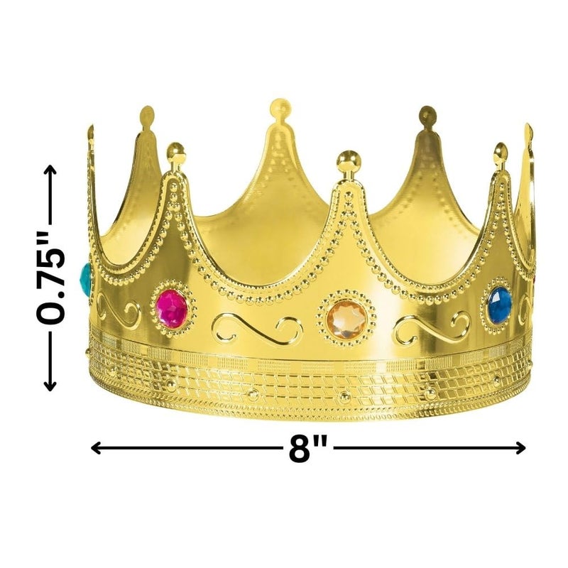 Amscan Luxurious Gold Royal Crowns - 0.75" x 8" (1 Pc) - Perfect for Parties, Regal Decor & Royalty-Themed Events - Image 2